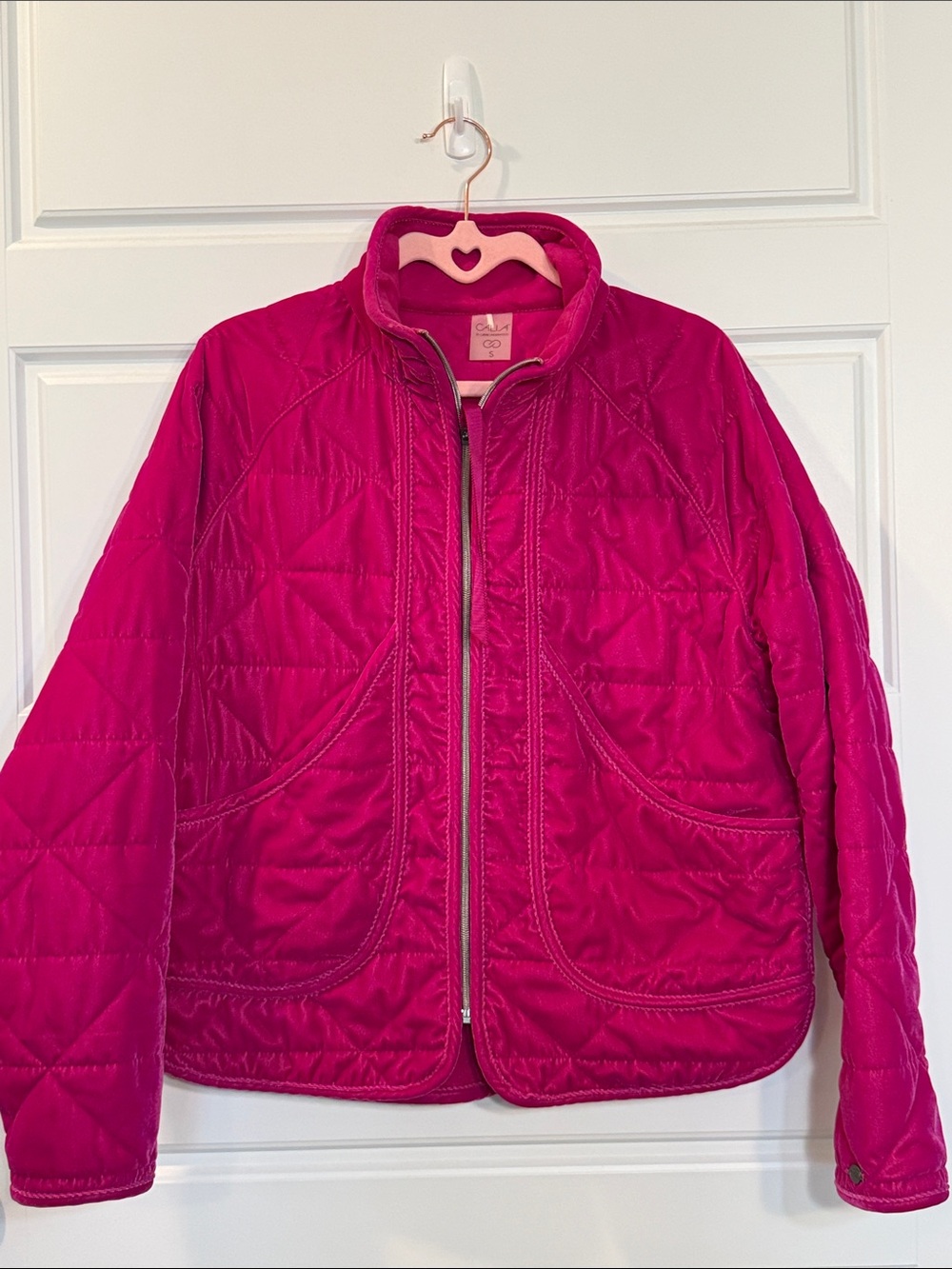 Calia Full Zip Vibrant Pink Quilted Oversized Jacket Small - Picture 2 of 7